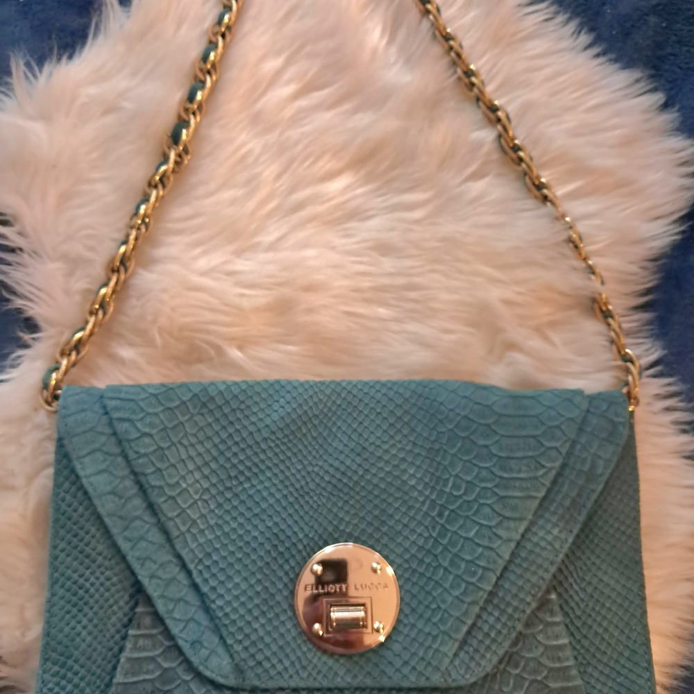 Elliott Lucca Teal Snake Print Shoulder Bag - Picture 2 of 7